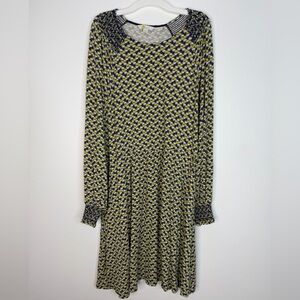 PRICE DROP Boden Jersey Knit Long Sleeve Yellow White‎ Navy Floral Dress 16/18R